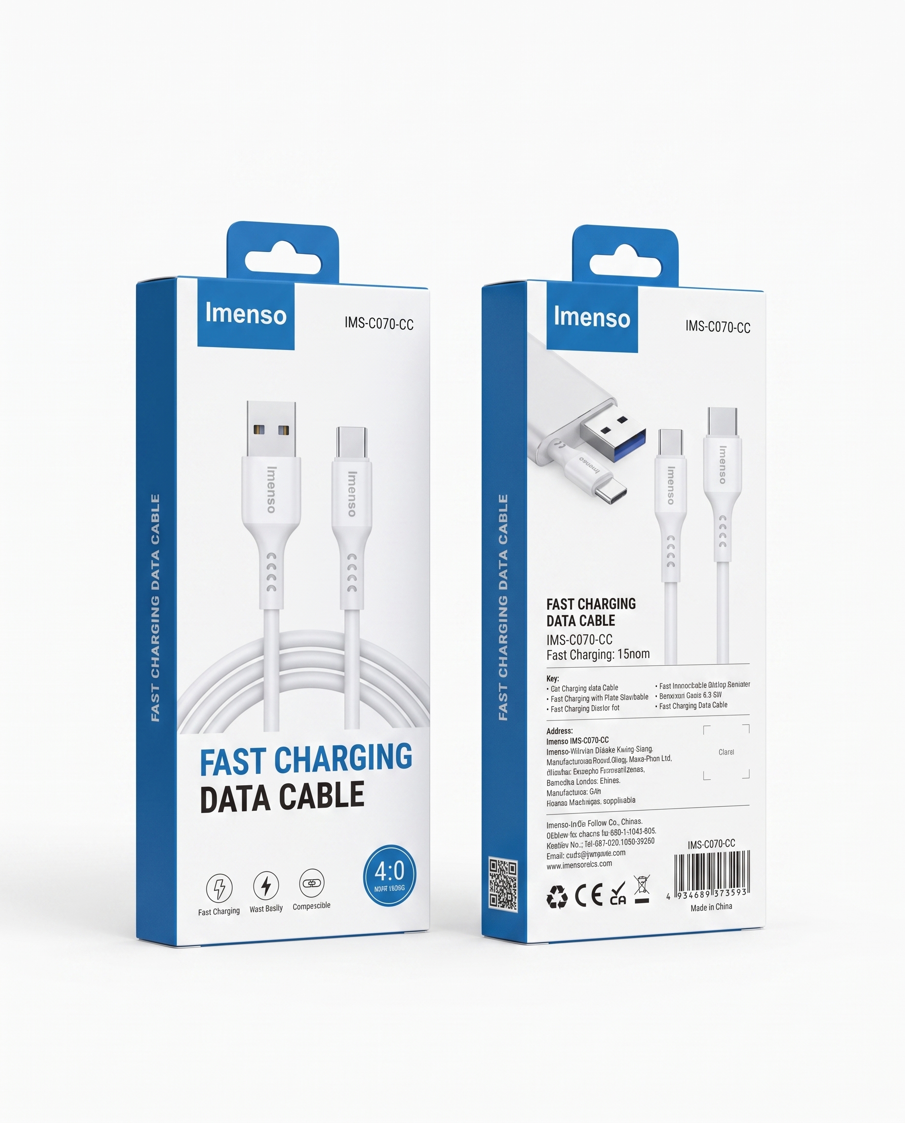 USB to Type-C, Tezkor zaryadlovchi va Ma'lumotlar o'tkazuvchi kabel — Imenso — Kabel