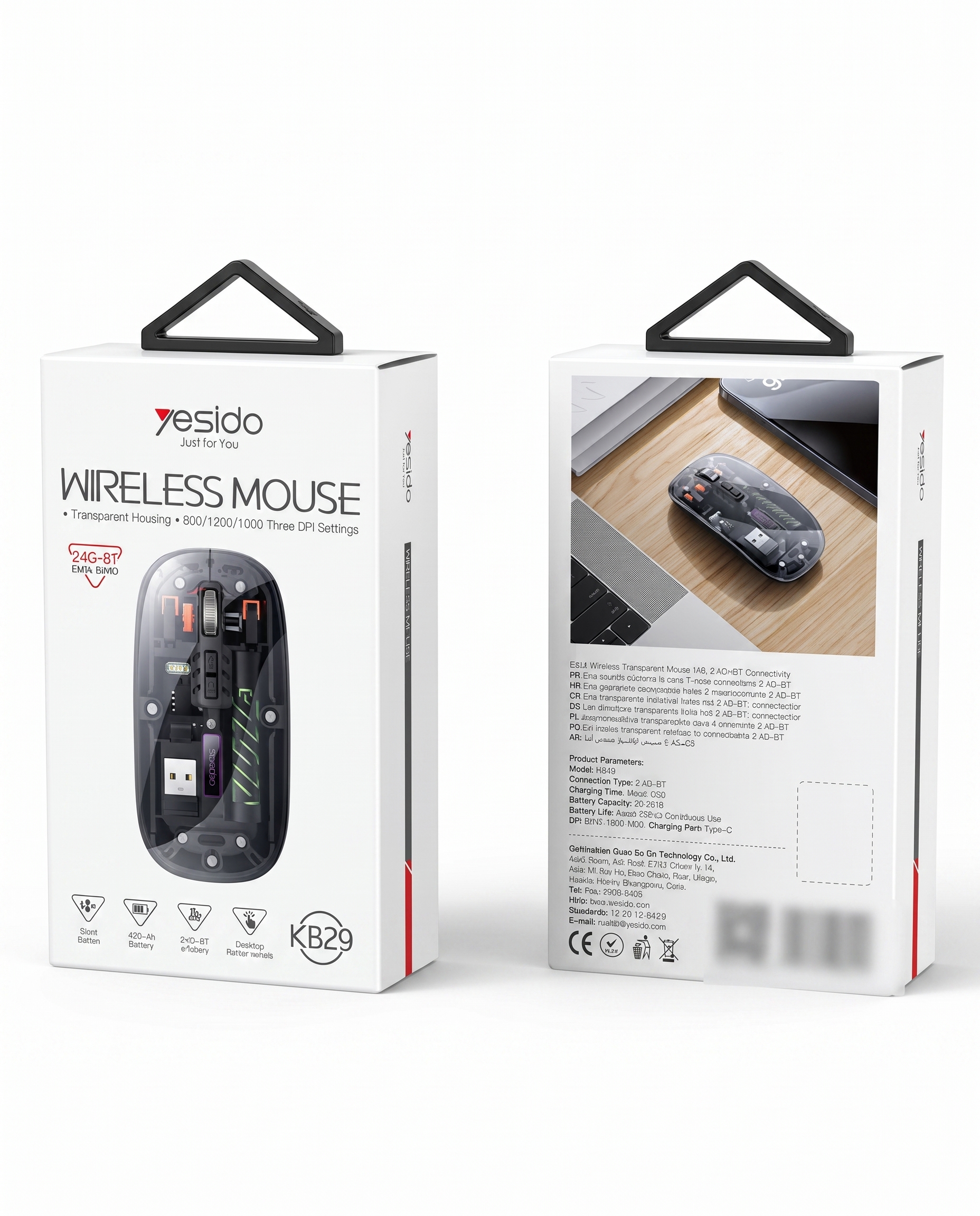 Simsiz sichqoncha Yesido KB29 2.4G va Bluetooth, shaffof dizayn — 2/2