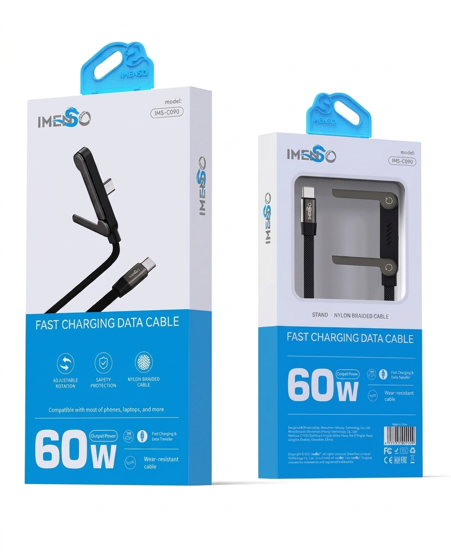Zaryadlovchi kabel Imenso IMS-C090 Type-C to Type-C 60W 1m qora — Imenso — Kabel