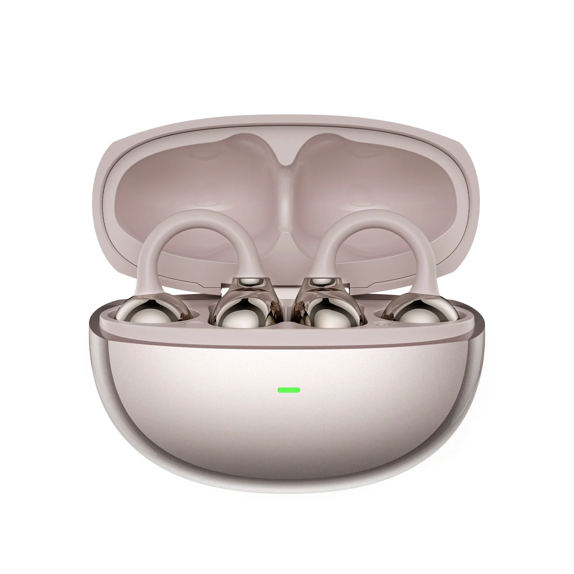 WIWU AI OWS Ai306 Wireless Earbuds – AI Tarjimonli Open Ear Bluetooth Quloqchin — Tilla rang pushti