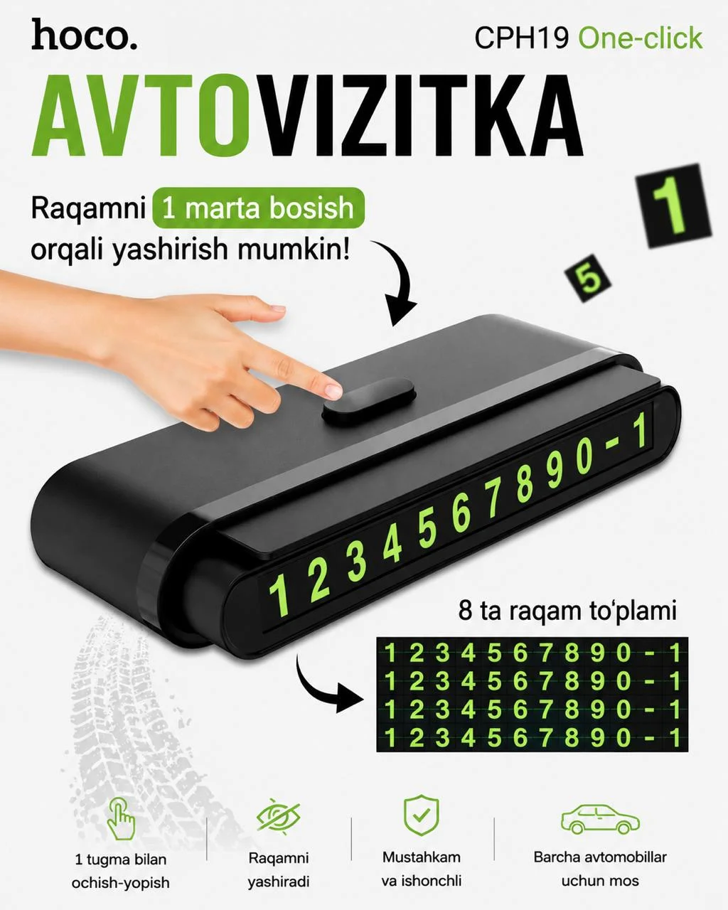 Avtomobil uchun telefon raqam ko‘rsatkichi — Hoco — Moshina uchun aksesuar