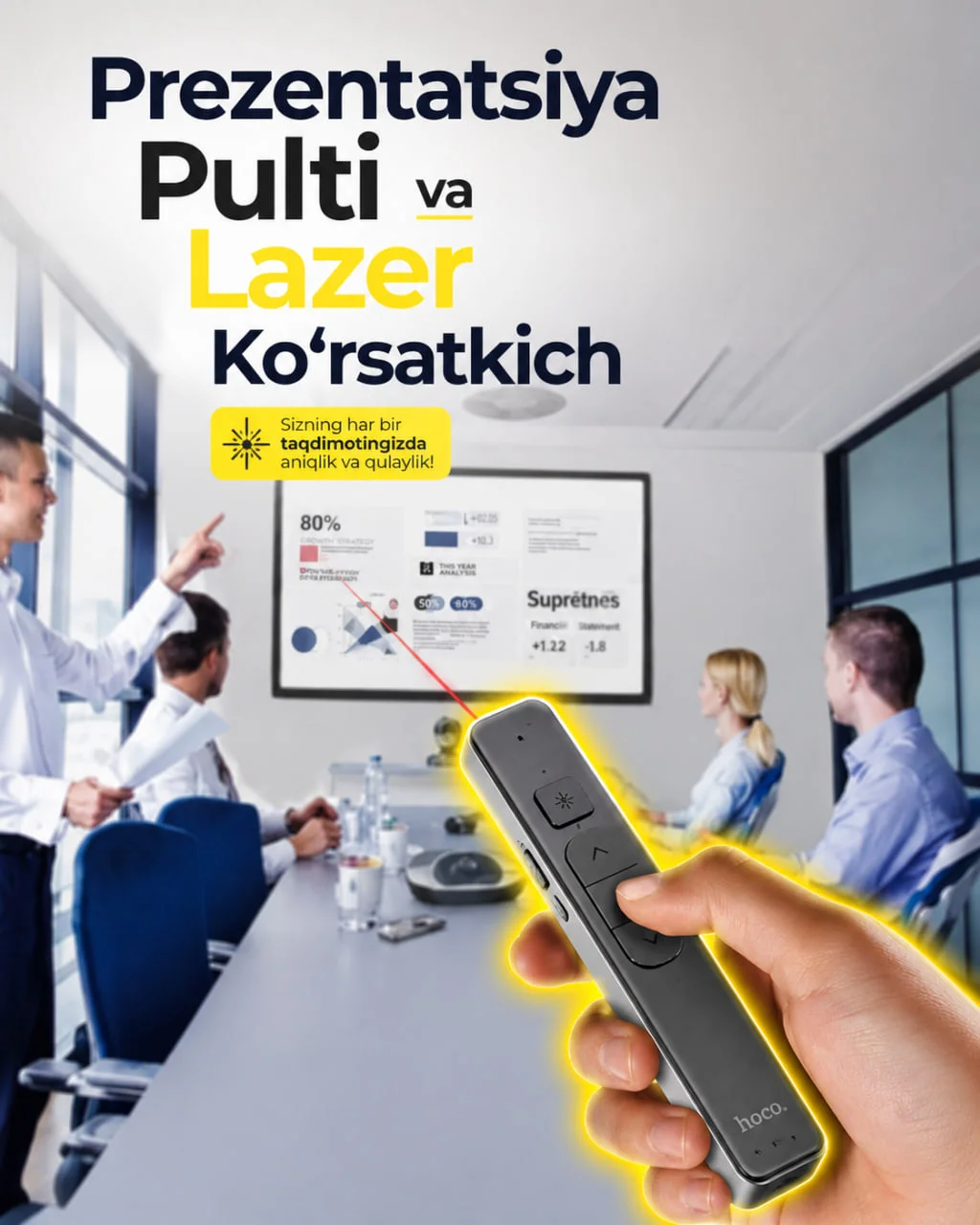 Simsiz Prezentatsiya Pulti va Lazer Ko‘rsatkich — Hoco