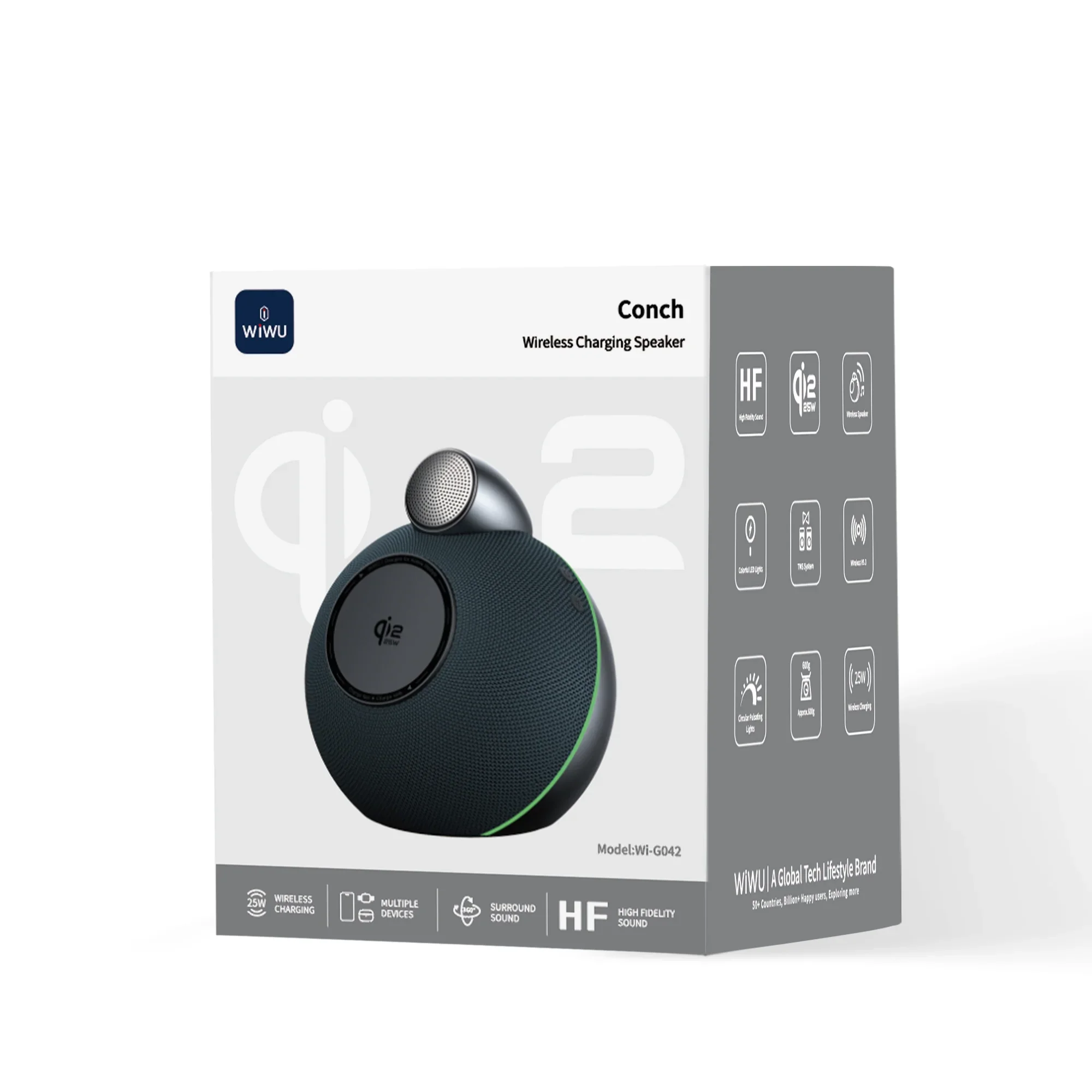 WiWU Conch WI-G042 Bluetooth Karnay, 25W Simsiz Zaryadlovchi, 6000mAh Batareya, NFC, TWS, RGB Chiroq — 4/4