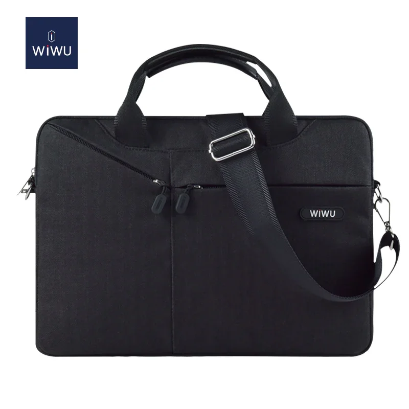 WiWU City Commuter 15.6" Premium Laptop Bag – Suvga Chidamli, Yelkama Tasmali, 15.6" Noutbuk Sumkasi — Black
