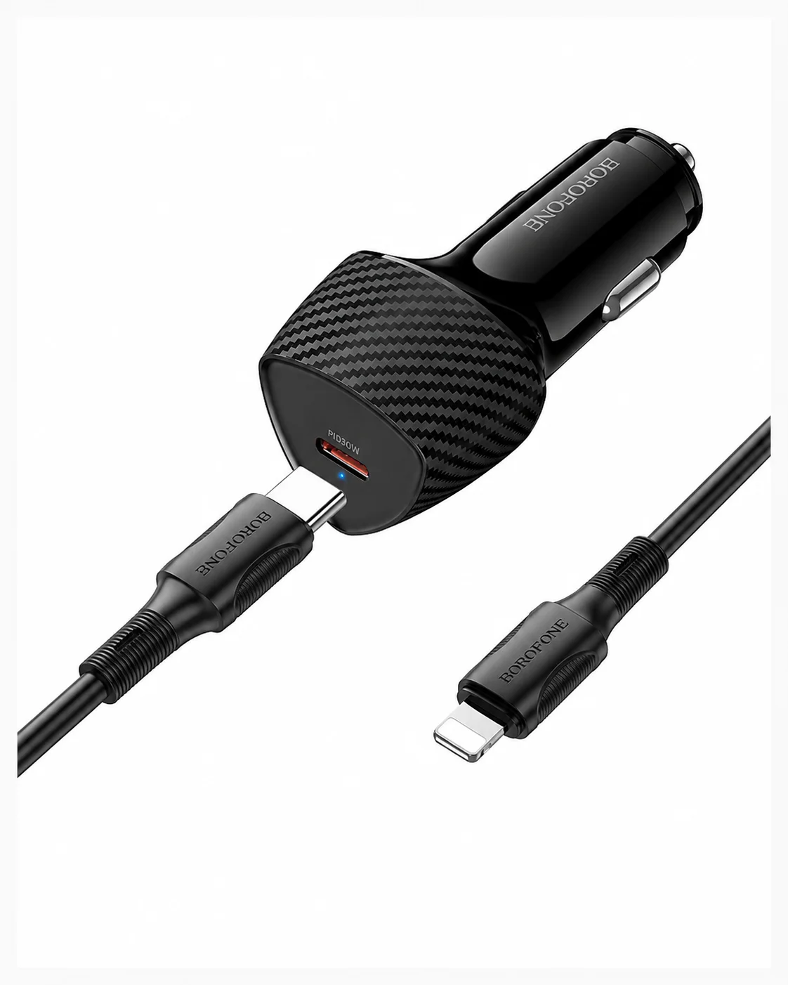 30W tezkor avtomobil zaryadlagichi, USB-C portli — BOROFONE BZ31B — 2/2