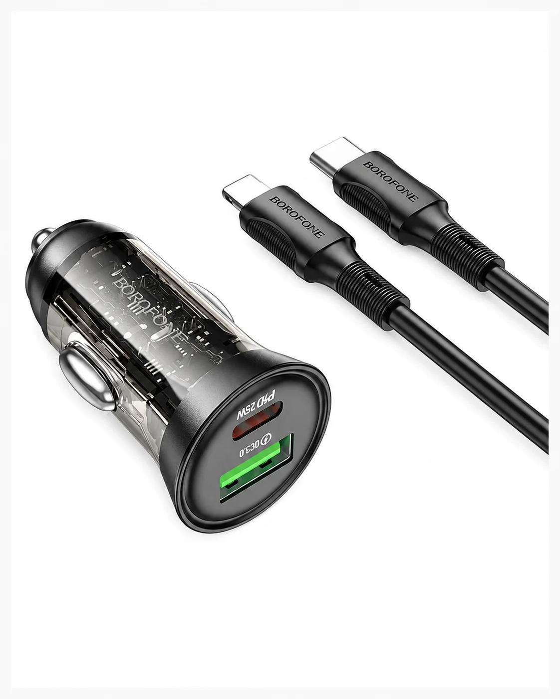 43W tezkor avtomobil zaryadlagichi, USB va Type-C portli — BOROFONE BZ26A — 3/3