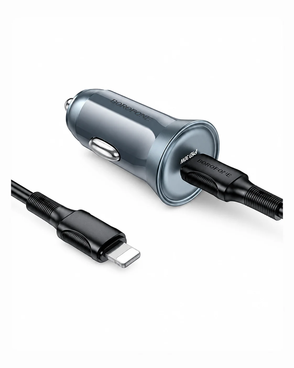 30W tezkor avtomobil zaryadlagichi, Type-C portli va USB-C kabelli — BOROFONE BZ26 — 2/2