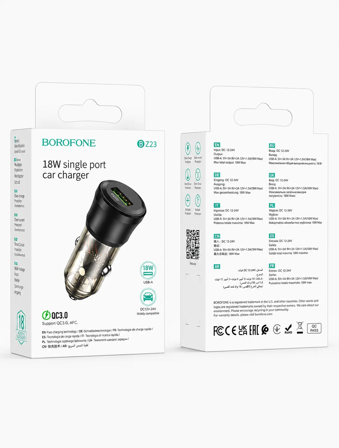 18W tezkor avtomobil zaryadlagichi, USB portli — BOROFONE BZ23 — 2/2