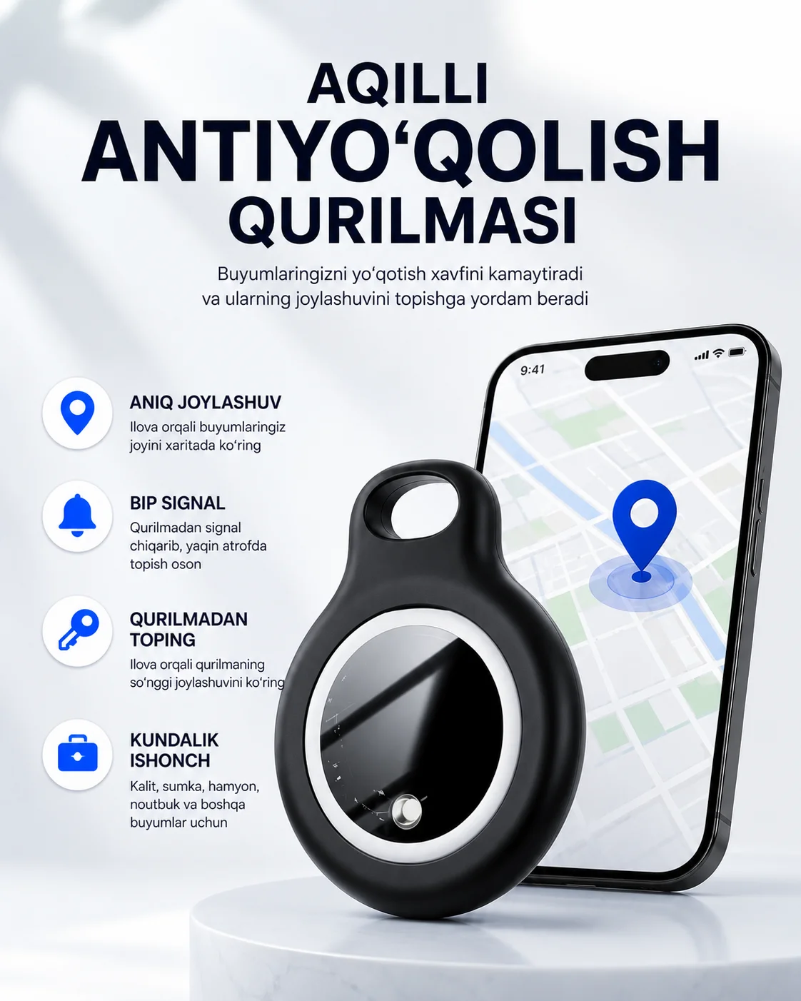 Tracker — Apple Find My bilan aqlli lokator — Hoco