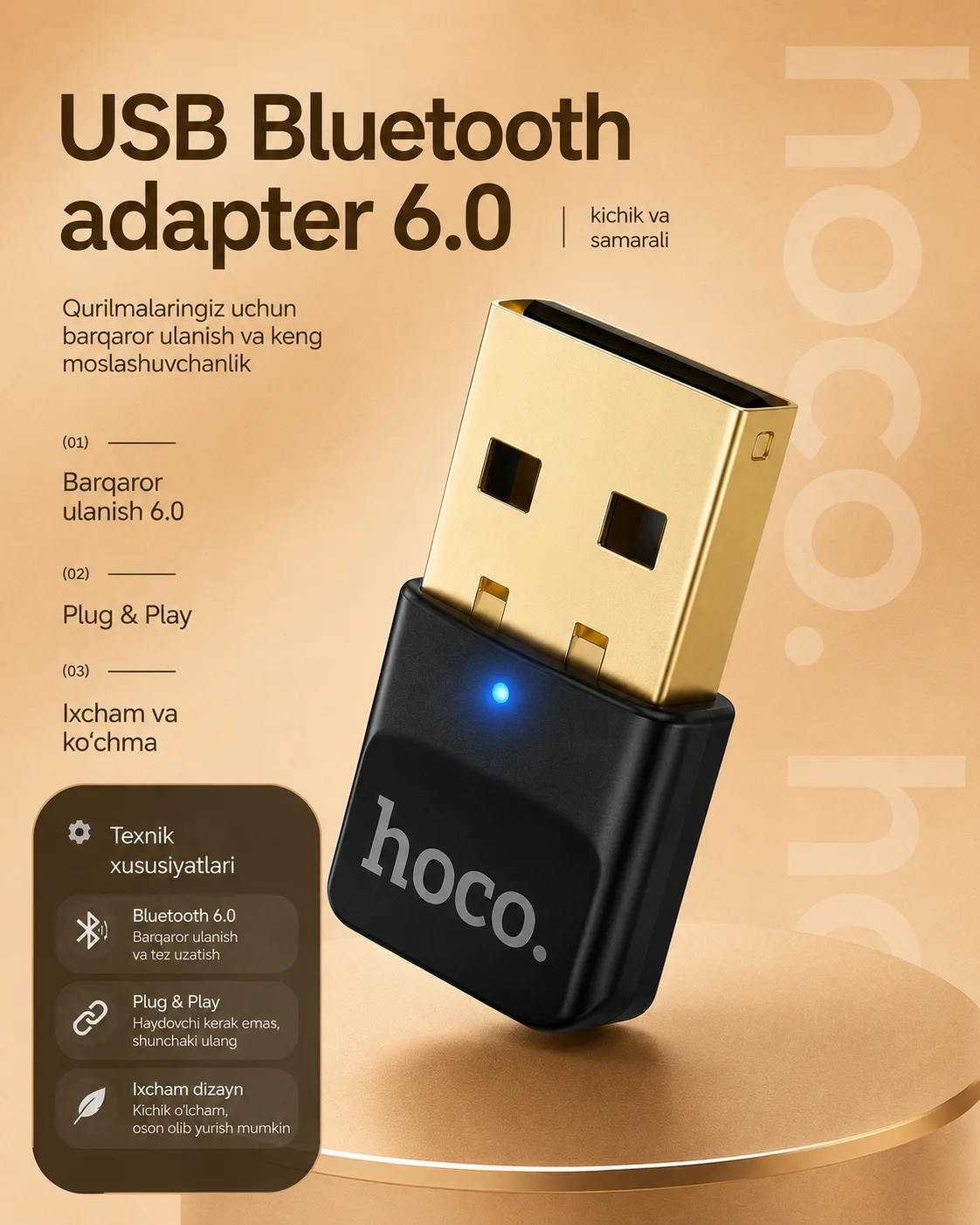 Bluetooth USB Adapter | Kompyuter uchun Bluetooth Dongle — Hoco