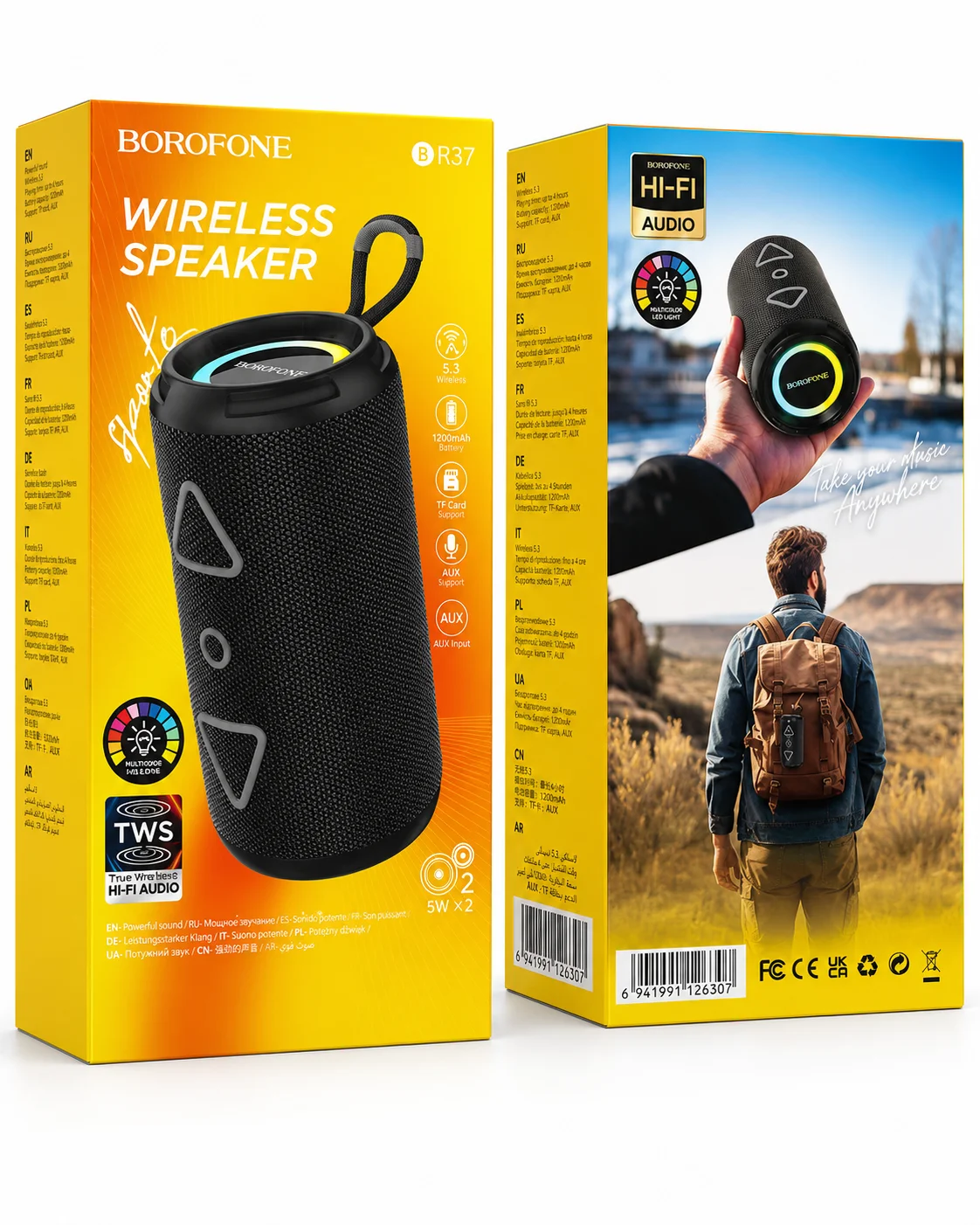Bluetooth kolonka 10W RGB yoritgichli portativ — BOROFONE BR21 — 2/2