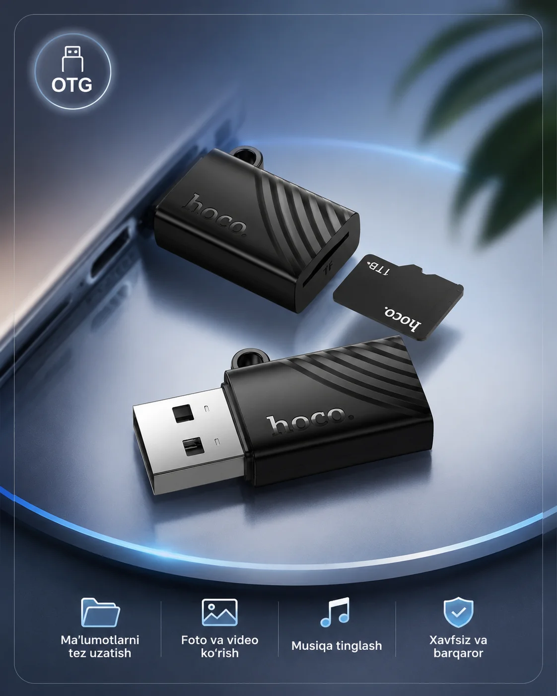 Kardrider HOCO HB53 USB / Type-C — MicroSD (TF) karta o‘qigich — Hoco — Perexadnik