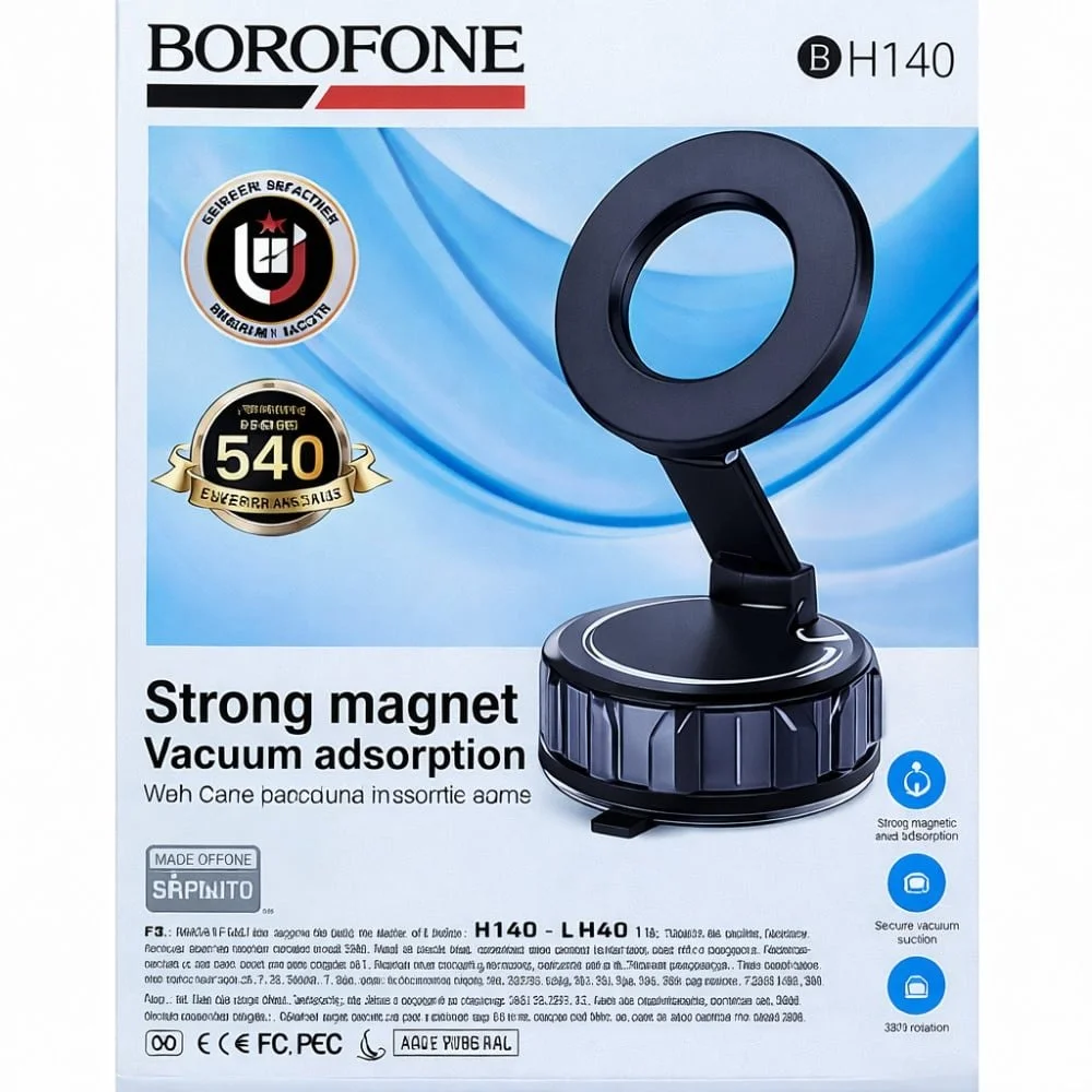 Vakuumli magnit telefon ushlagichi, 360° aylanuvchi — BOROFONE BH140 Gloria — Telefon Holder