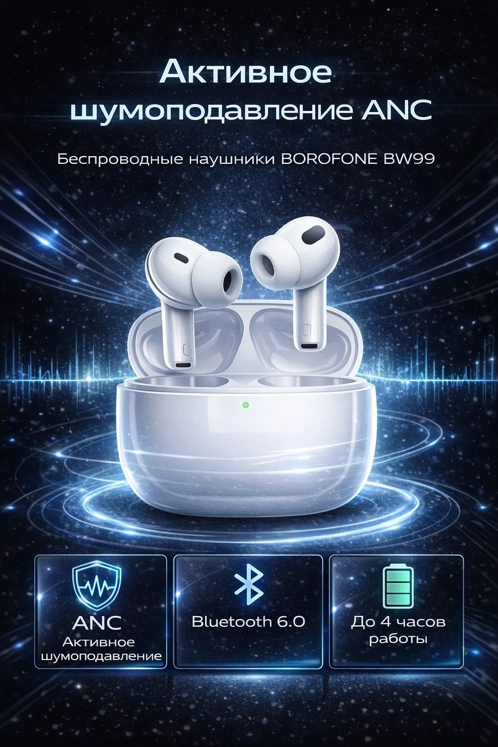 ANC shovqin bostirishli simsiz TWS quloqchin — BOROFONE BW99 — AirBuds