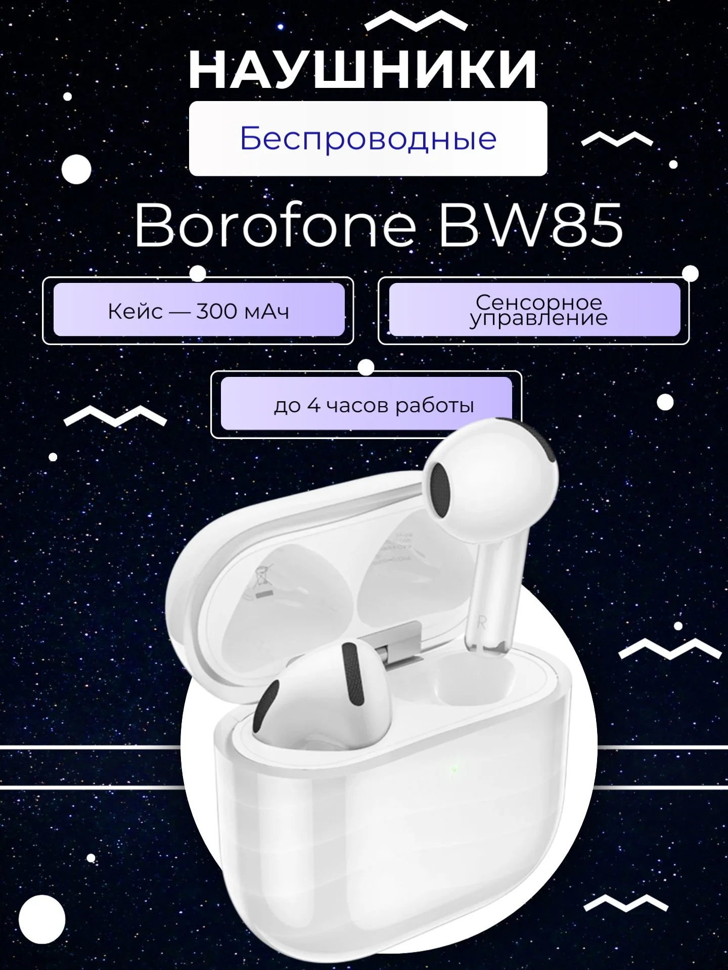 Simsiz TWS quloqchin — BOROFONE BW85 Crystal Bluetooth 5.4 — AirBuds