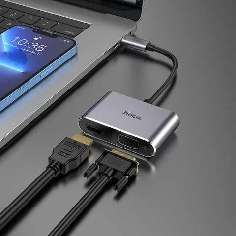 Type-C dan HDMI + VGA ga — 4K konverter — Hoco