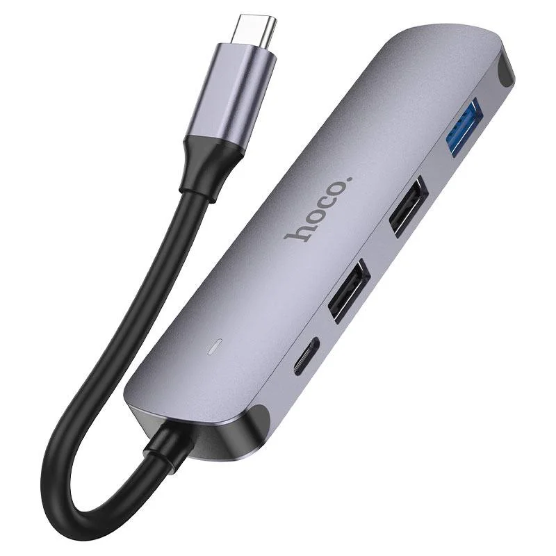 USB xab HOCO HB27 5-in-1 Type-C — HDMI 4K, USB 3.0, 2×USB 2.0, PD 60W — Hoco — Perexadnik