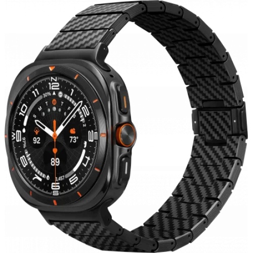 Samsung Galaxy Watch Ultra uchun premium karbon bilaguzuk (tasma / remeshok) Pitaka uslubida, magnit qulfli — Samsung
