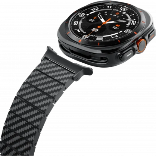 Samsung Galaxy Watch Ultra uchun premium karbon bilaguzuk (tasma / remeshok) Pitaka uslubida, magnit qulfli — 2/3