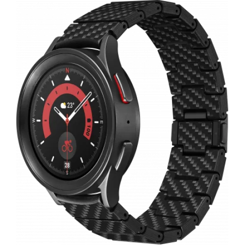 Samsung Galaxy Watch 4 / 5 / 6 (Classic/Pro) barcha o'lchamlar uchun Pitaka uslubidagi premium karbon bilaguzuk (tasma) — Samsung