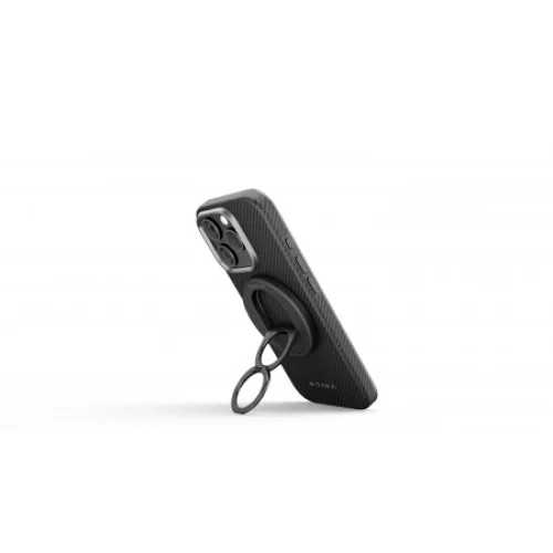 NFC chipli va magnitli Pitaka MagEZ Grip 3 smartfon ushlagich-stendi, Qora (Black) — Pitaka