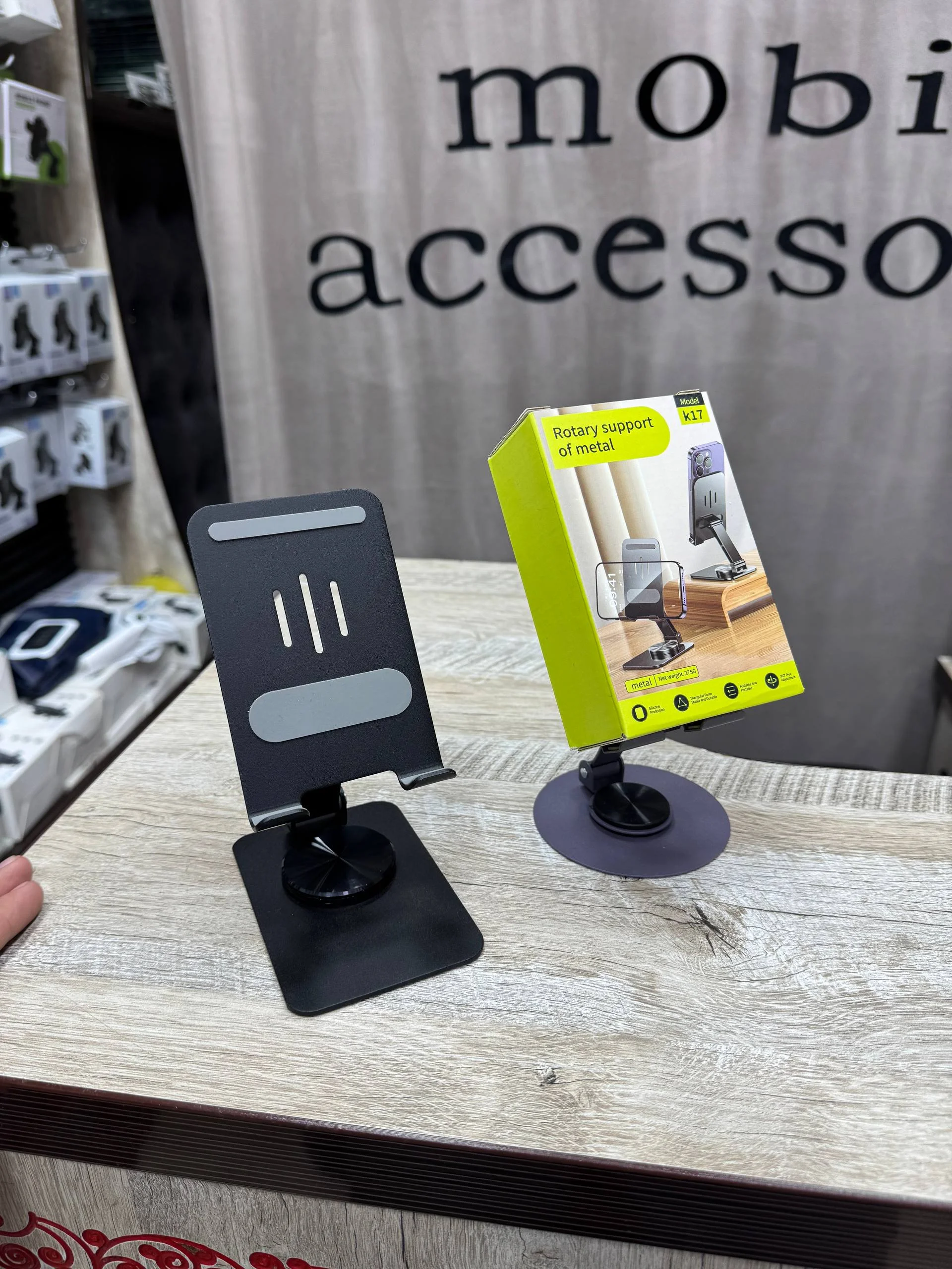 K17 – Metal 360° Aylanuvchi Telefon va Planshet Stendi