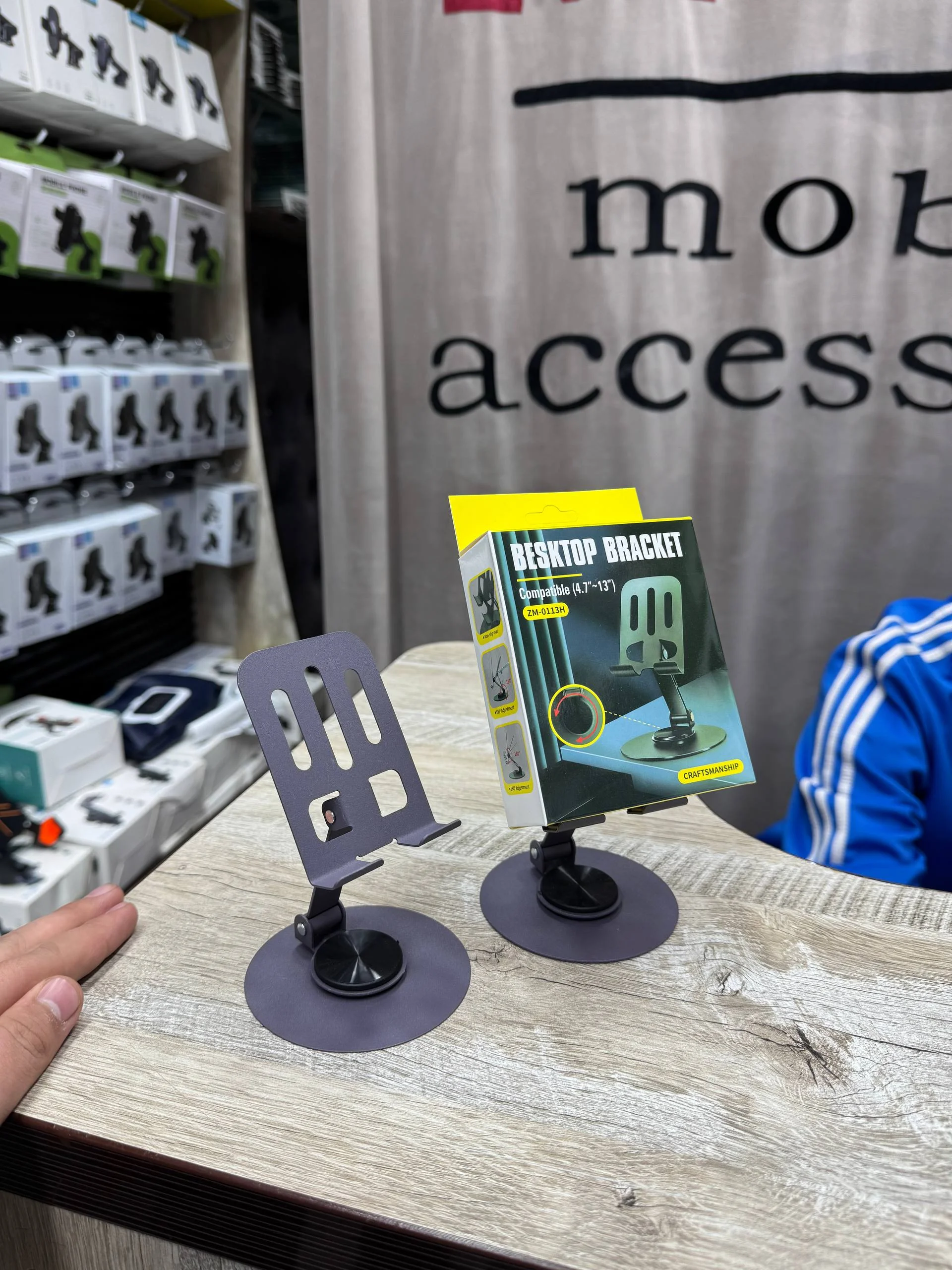 ZM-013H – Metal 360° Aylanuvchi Telefon va Planshet Stol Stendi