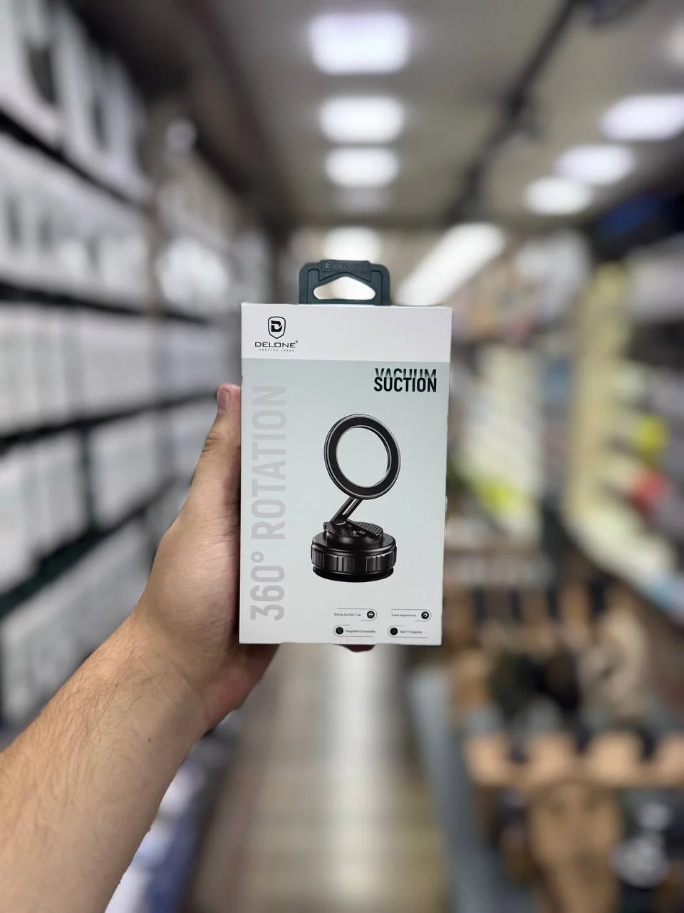 Delone D19 MagSafe Vakuumli Avtomobil Telefon Ushlagichi – 360° Aylanuvchi Magnit Holder