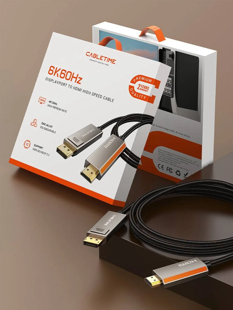 Kabel DisplayPort to HDMI CableTime 6K 60Hz ⚡ — CABLETIME — Kabel