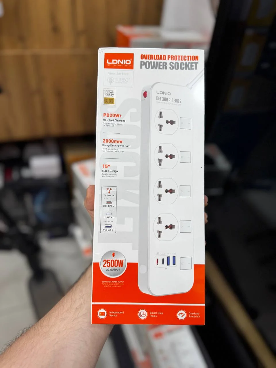 Har bir rozetkasi alohida tugmali LDNIO Smart Tarmoq filtri (Model: SE4432 / SC4408 turdagi) — Lonio