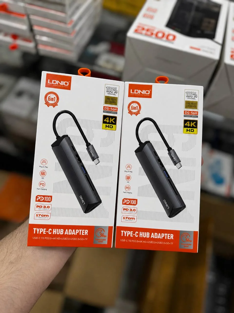 Ko‘p funksiyali ixcham USB-C Xab (Perexodnik) — LDNIO 6-in-1 Hub Adapter (Model: DS-56H) — Lonio
