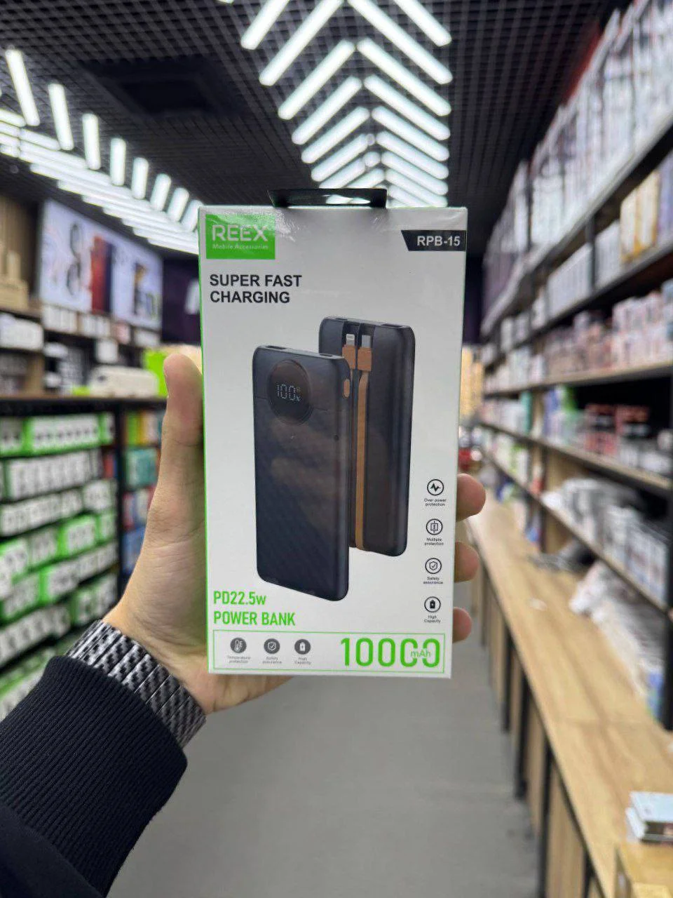 Powerbank REEX RPB-15 10000 mAh, 22.5W PD Tezkor Quvvatlash, LED Displey — Reex — Powerbank