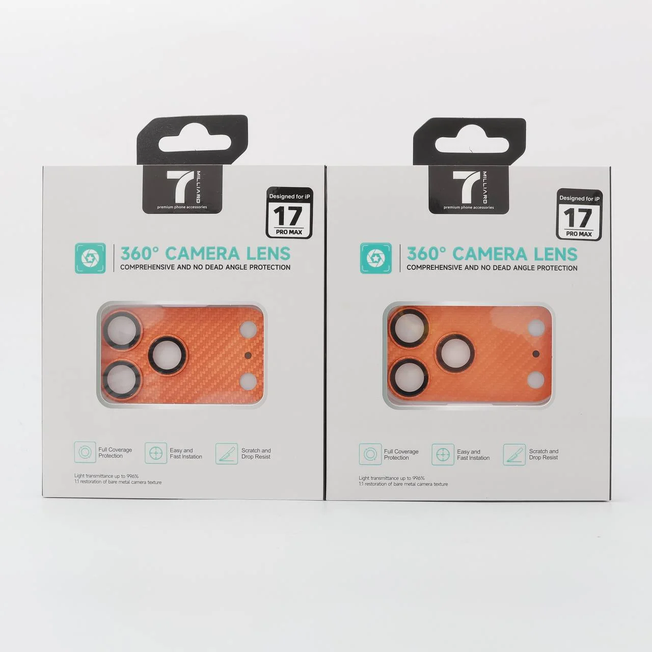 7 Milliard 360° Carbon Fiber – Kamera Linzasi Himoya Halqasi — Orange