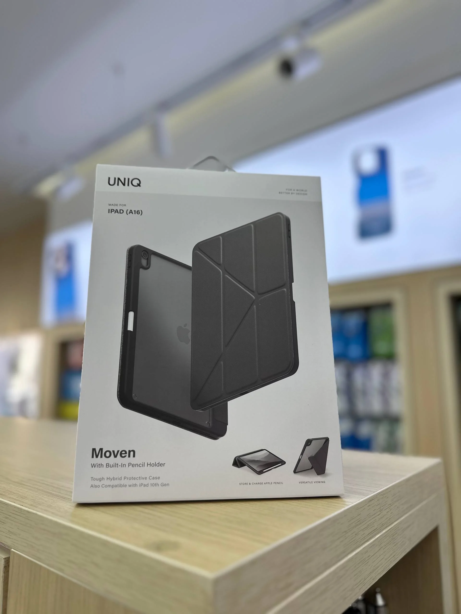 iPad A16 uchun Uniq orginal Himoya G'ilofi Apple Pencil Holder bilan — Gray