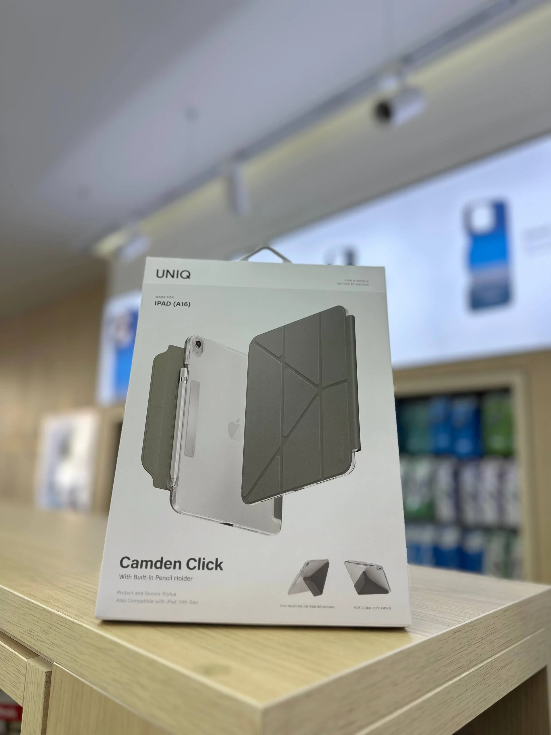 iPad A16 uchun Uniq orginal Himoya G'ilofi Apple Pencil Holder bilan — Shafof Gray