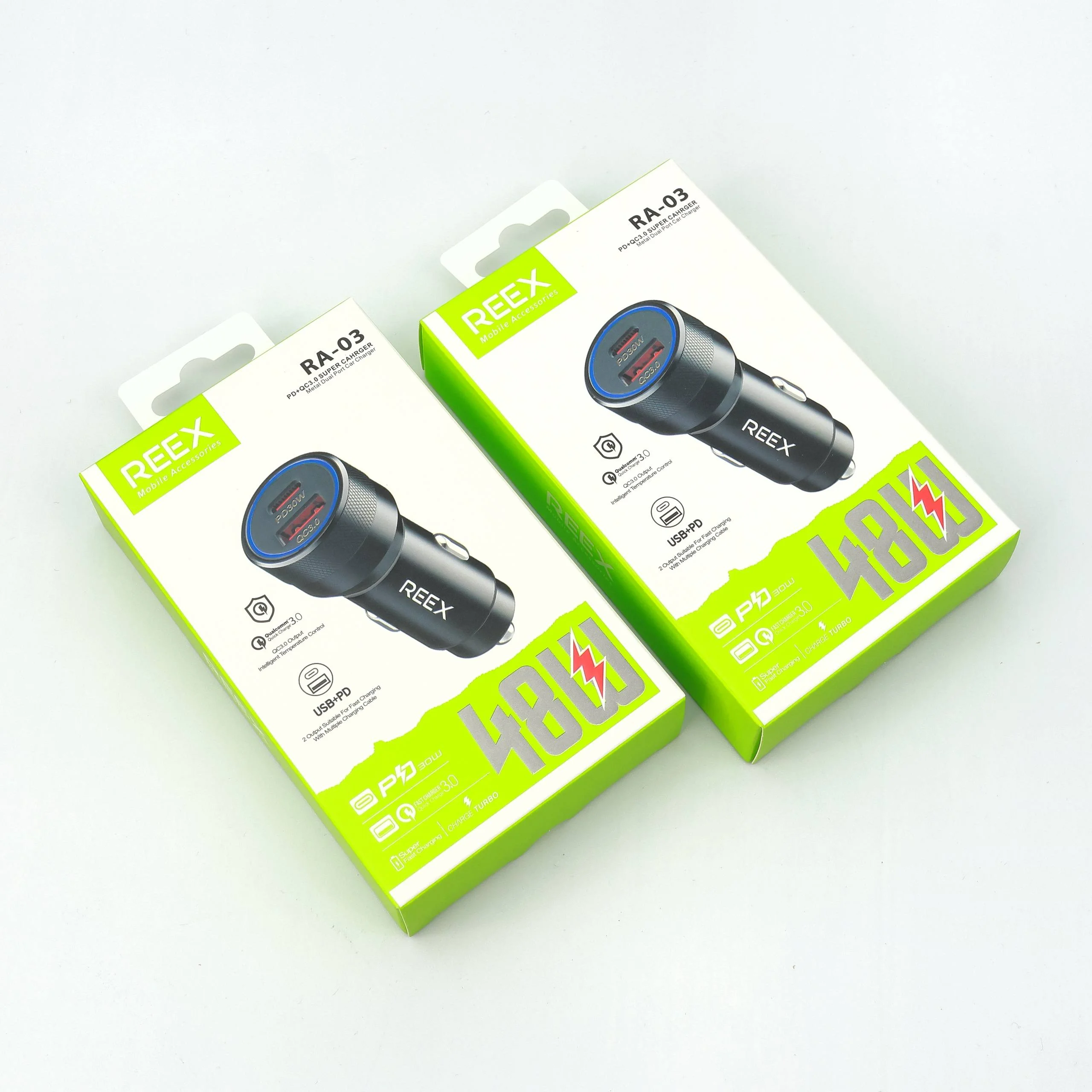 Avtomobil zaryadlagichi REEX RA-03 PD30W+QC3.0 48W (metall) — Reex