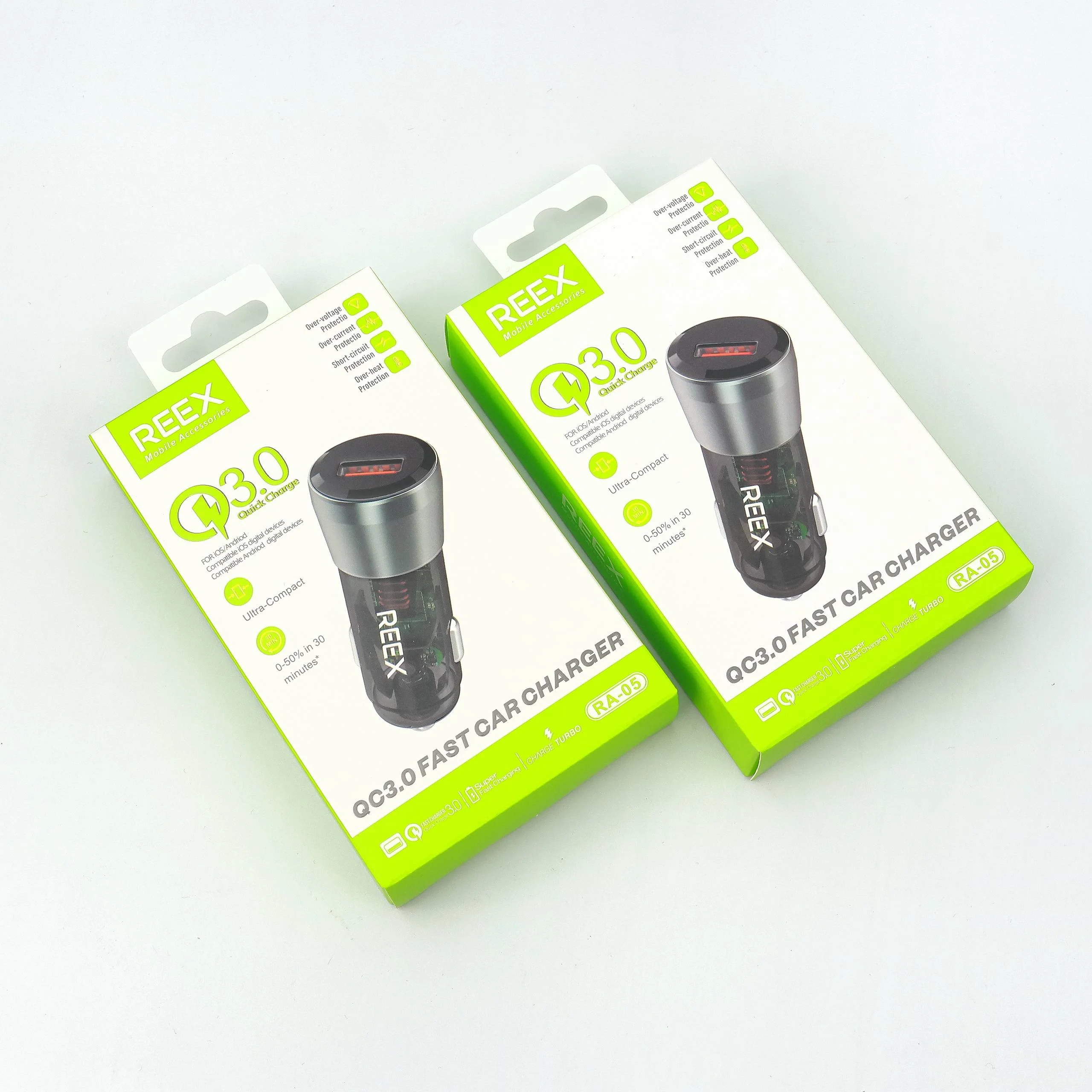 Avtomobil zaryadlagichi REEX RA-05 QC3.0 (shaffof korpus) — Reex