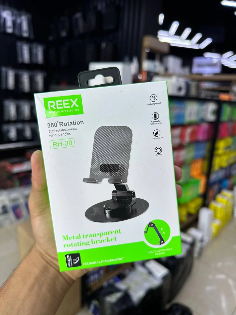 Telefon ushlagichi REEX RH-30 360° Rotation Metal Transparent — Reex
