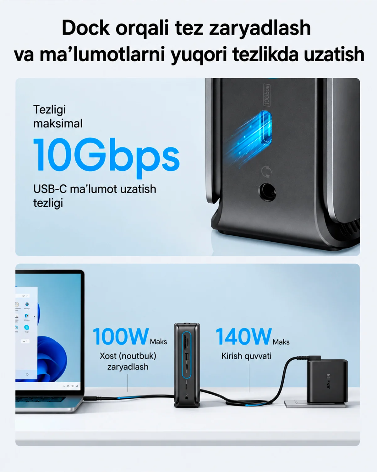 Anker Dock Station – 3 Monitorli USB-C/Thunderbolt Hub — 7/7