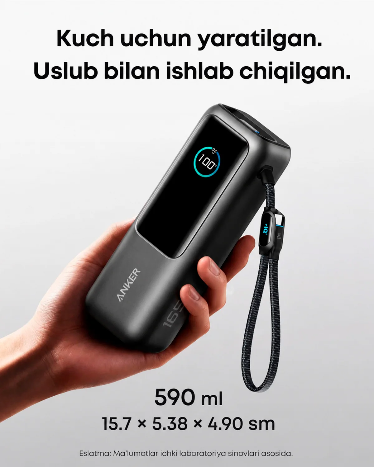 Anker Power Bank 25000mAh 165W – Ichki USB-C Kabel, 100W Tezkor Quvvatlash, Laptop va Telefon uchun (A1695) — 7/7