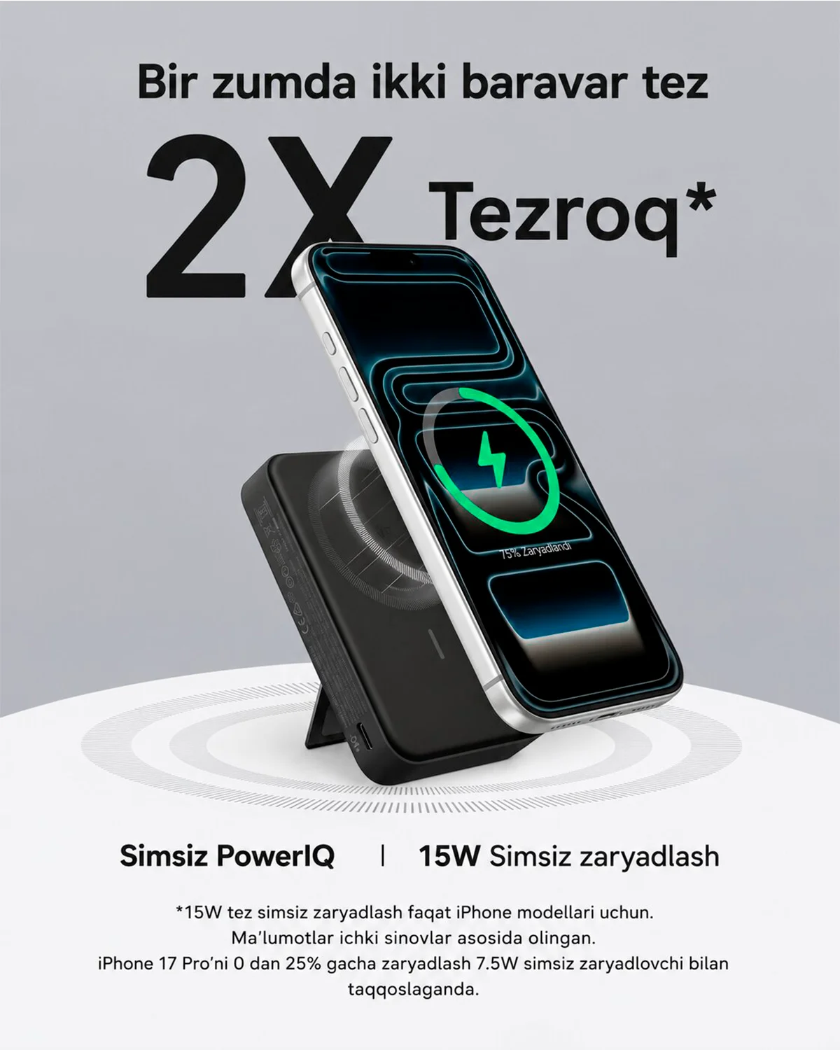 Powerbank Anker MagGo A1654 10000mAh Qi2 15W simsiz tashqi batareya — 2/5
