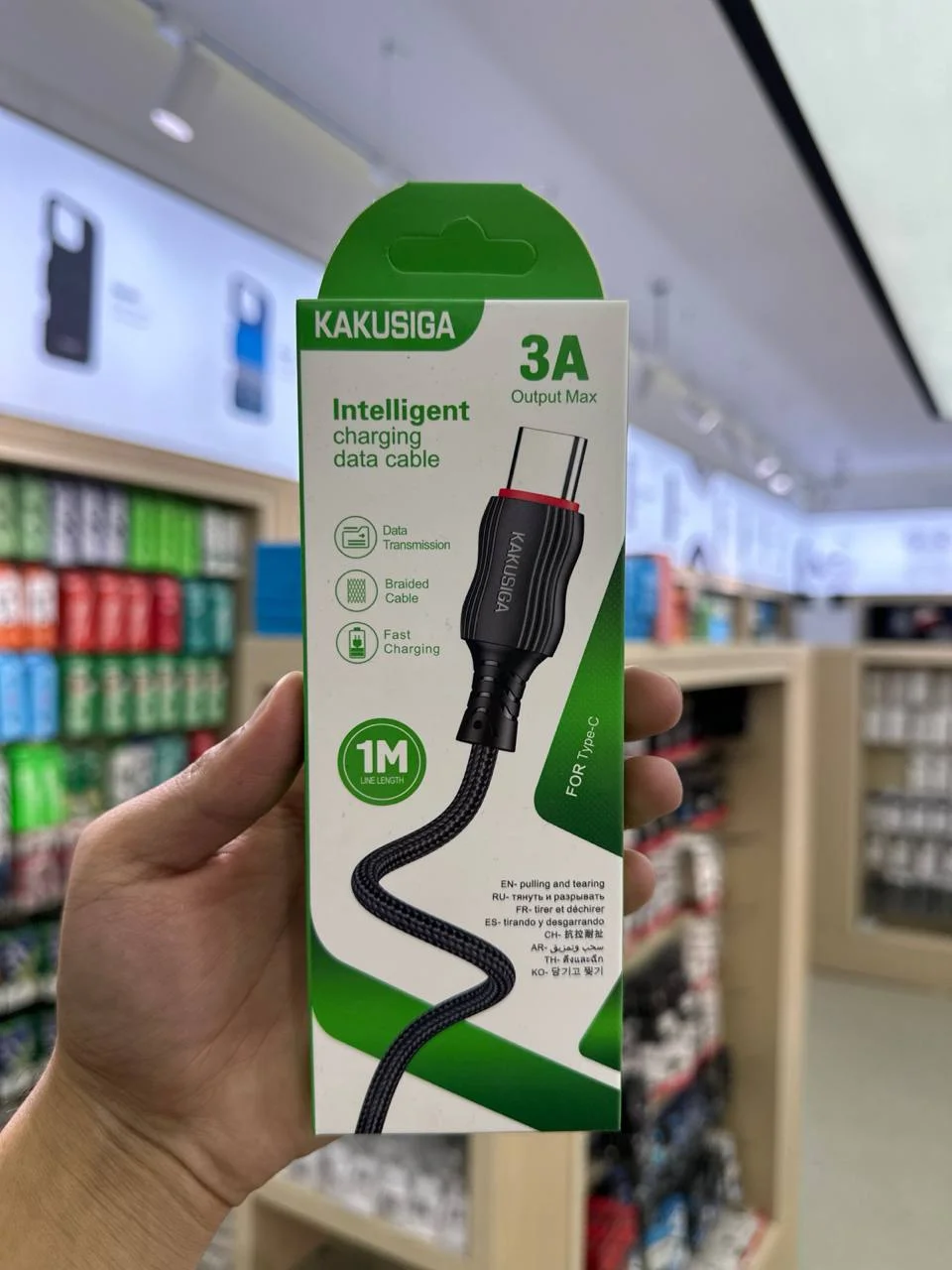 Zaryadlash Kabeli KAKUSIGA KSC-807 USB – Type-C 3A 1m Qora — Kakusiga