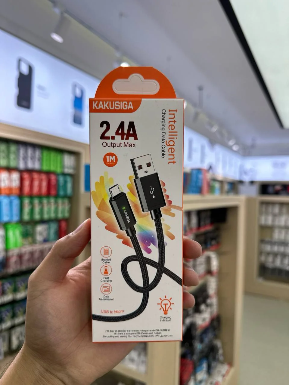 Zaryadlash Kabeli KAKUSIGA KSC-967 USB – Micro USB (V8) 3A 1m Qora — Kakusiga