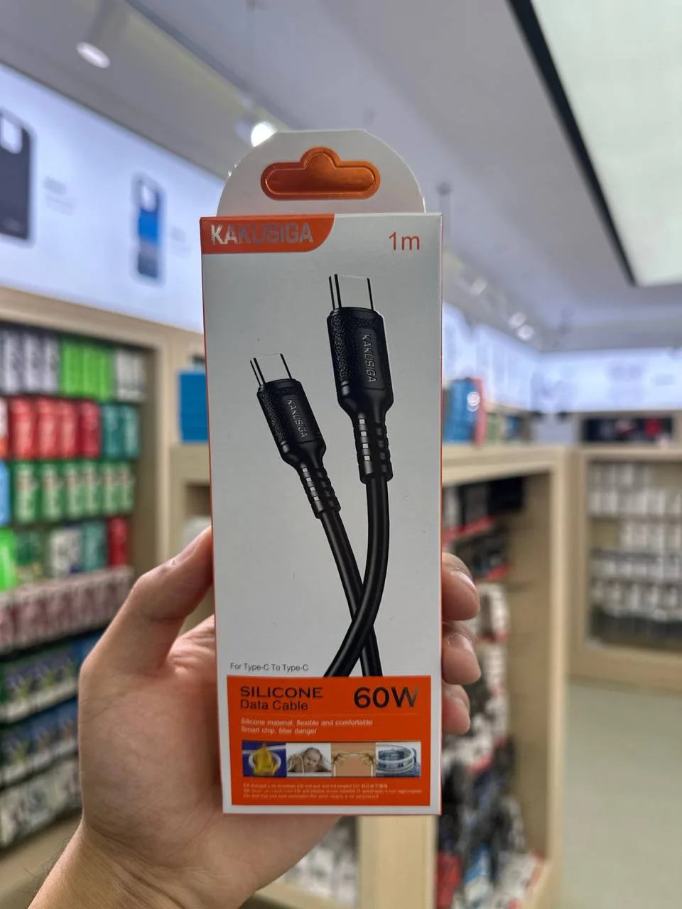 Zaryadlash Kabeli KAKUSIGA KSC-984 USB Type-C – Type-C 60W 1m Qora — Kakusiga