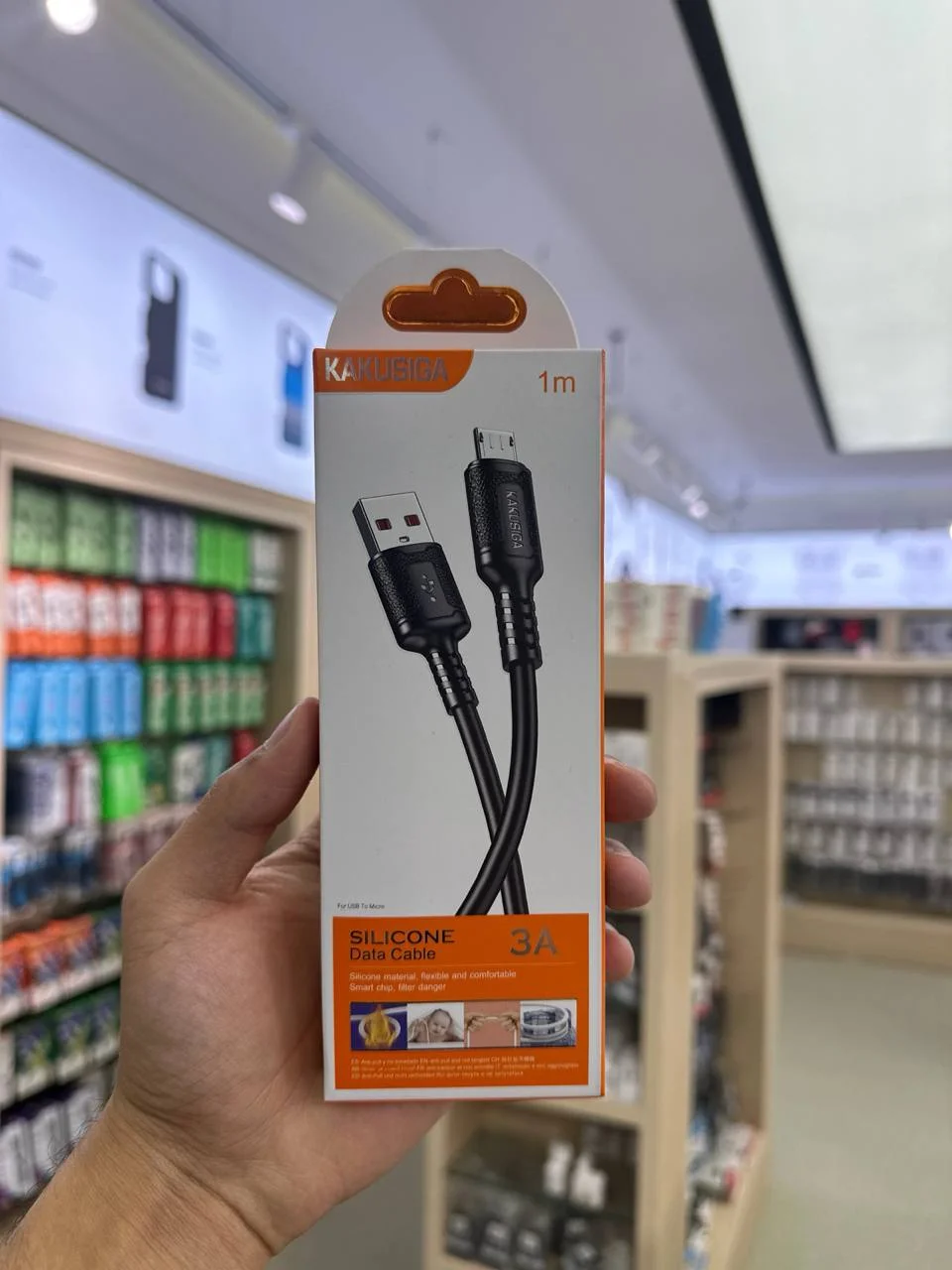 Zaryadlash Kabeli KAKUSIGA KSC-984 USB – Micro USB (V8) 3A 1m Qora — Kakusiga