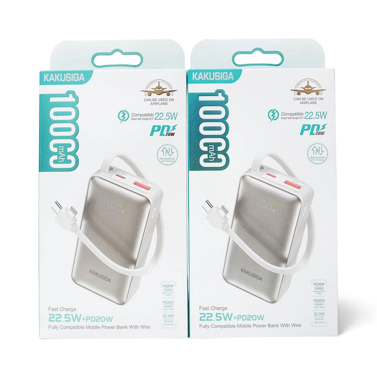 Power Bank KAKUSIGA KSC-1099 10000 mAh 22.5W Tezkor Zaryadlash Oq — Kakusiga