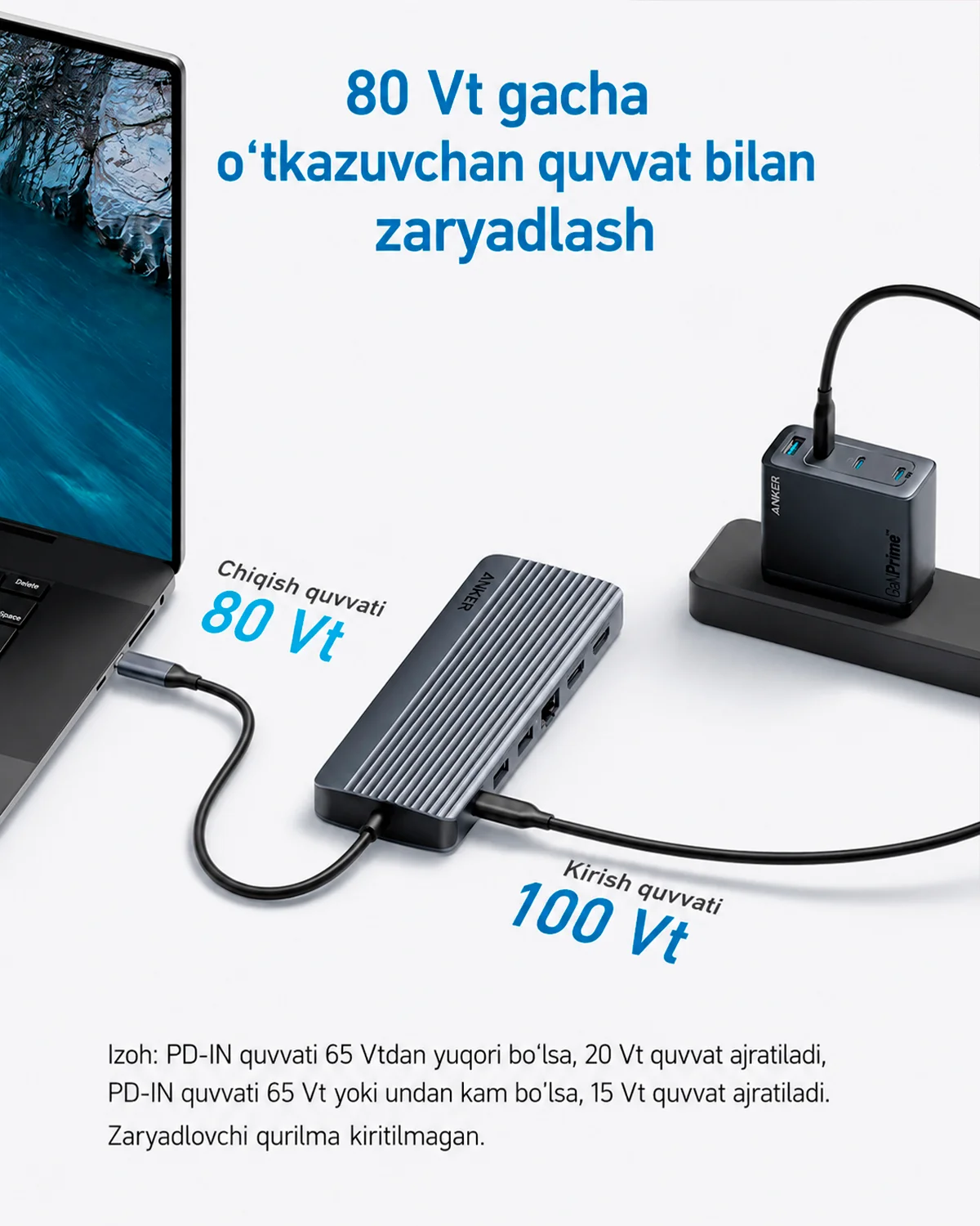 USB-C ko‘p funksiyali xab (Adapter) Anker USB-C Hub / Docking Station — 6/6