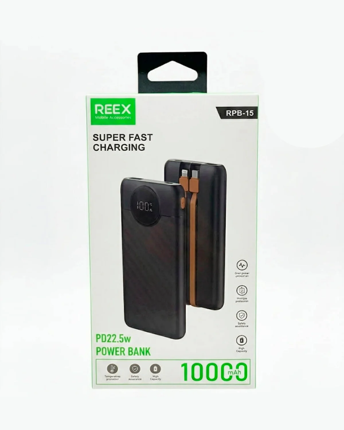 Powerbank REEX RPB-15 10000 mAh, 22.5W PD Tezkor Quvvatlash, LED Displey — 2/3