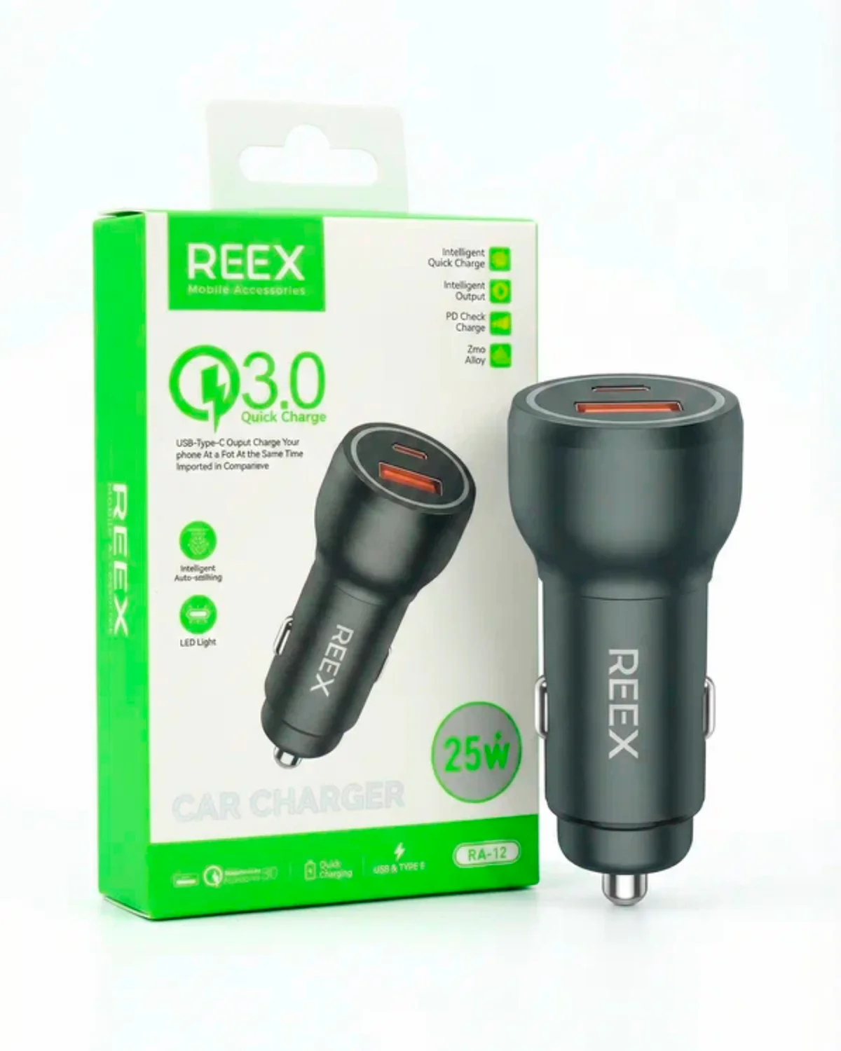 Avtomobil zaryadlagichi REEX RA-12 QC3.0 25W — 2/4