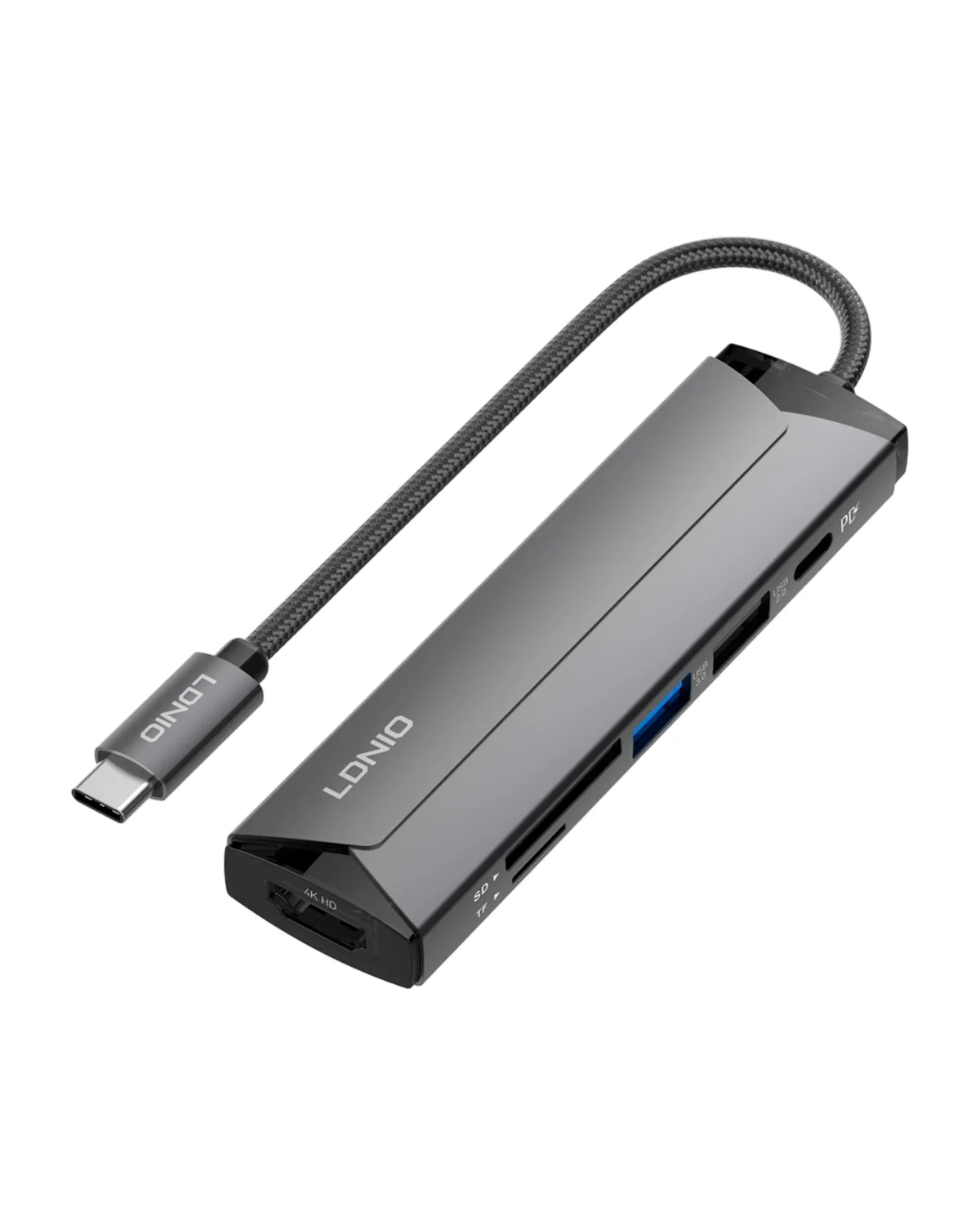 Ko‘p funksiyali ixcham USB-C Xab (Perexodnik) — LDNIO 6-in-1 Hub Adapter (Model: DS-56H) — 3/7